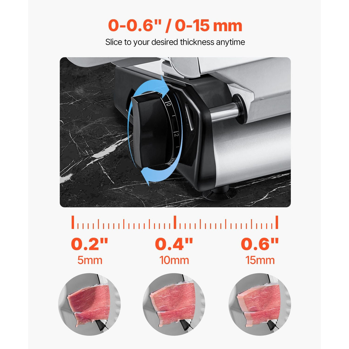 Meat Slicer, 8.7 inch Electric Deli Food Slicer, 180W Meat Cutter with Two Premium SUS420 Blades, 0-0.6 inch Adjustable Thickness, Food Slicer Machine for Meat, Hard Bread and Cheese, Home Use