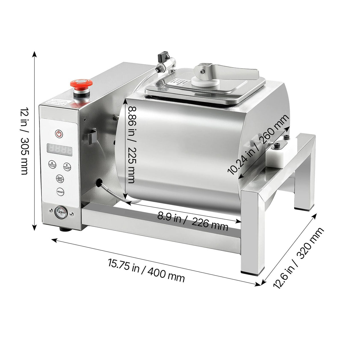 Meat Tumbler Marinator, 10L Vacuum Tumbler Marinating Machine with Automatic Bidirectional Rotation, Stainless Steel Vacuum Curing Machine for Chicken Steak Pork, Home & Commercial Use