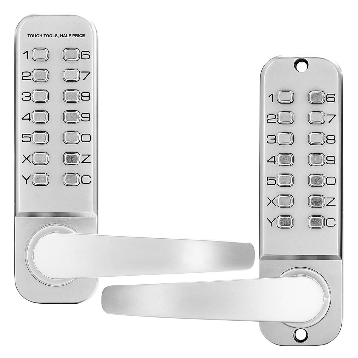 Mechanical Keyless Entry Door Lock, 14 Key Mechanical Door Lock, Mechanical Keypad Door Lock with Handle, Double-Sided Stainless Steel Waterproof Keyless Gate Lock, for Home Office Yard, Sliver