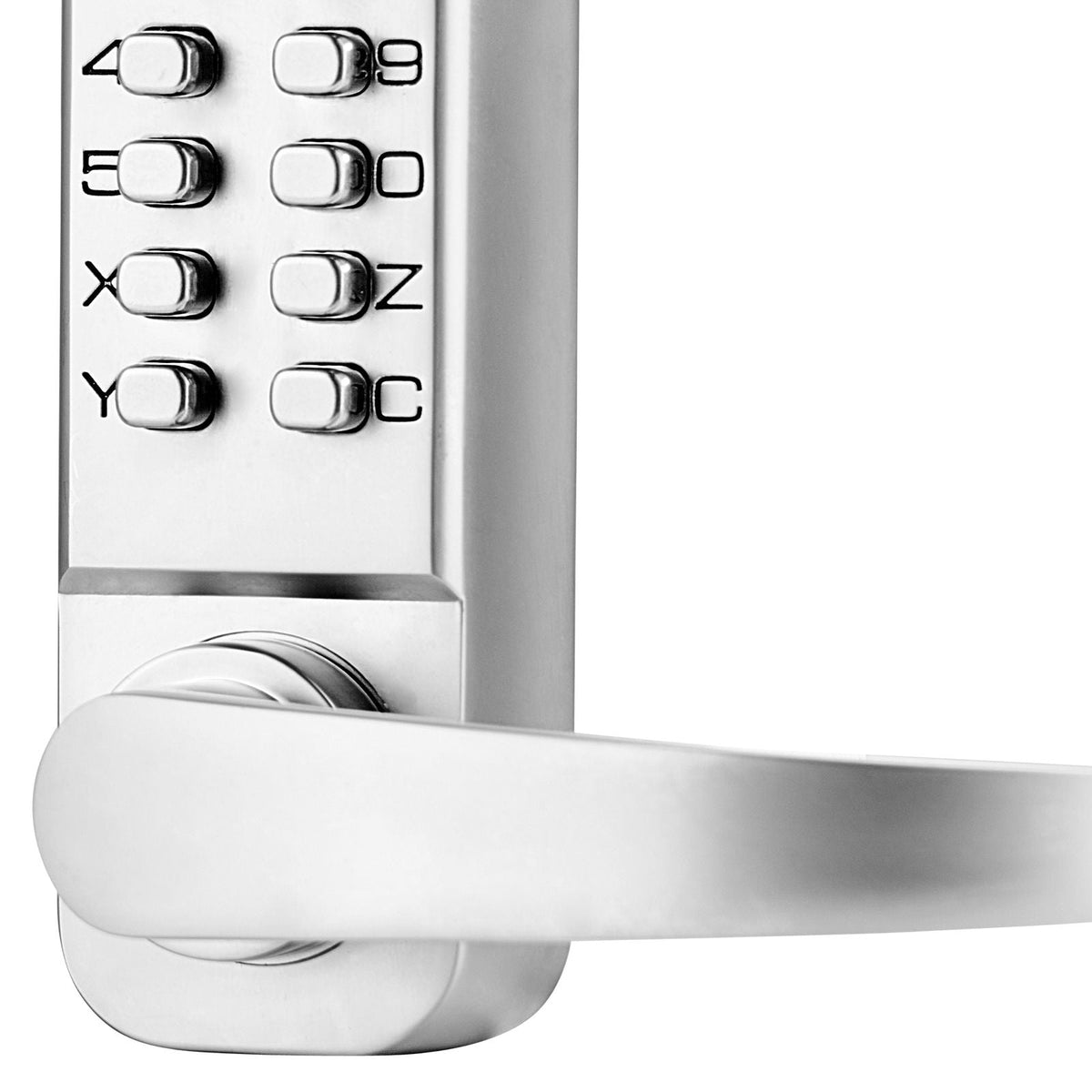 Mechanical Keyless Entry Door Lock, 14 Key Mechanical Door Lock, Mechanical Keypad Door Lock with Handle, Double-Sided Stainless Steel Waterproof Keyless Gate Lock, for Home Office Yard, Sliver
