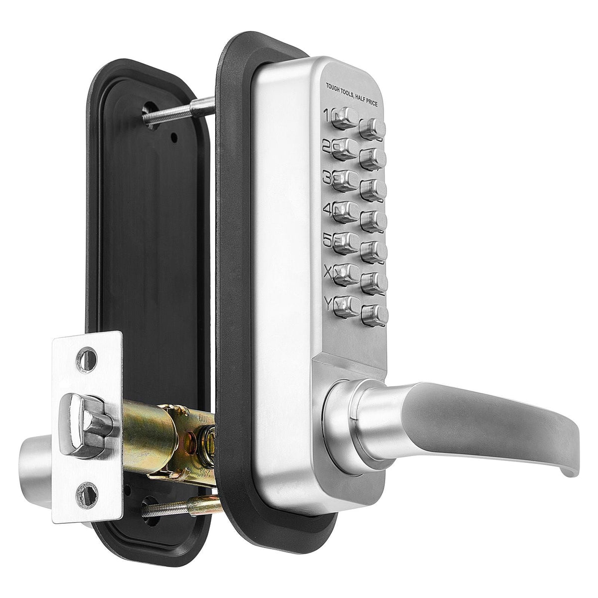 Mechanical Keyless Entry Door Lock, 14 Key Mechanical Door Lock, Mechanical Keypad Door Lock with Handle, Stainless Steel Waterproof Keyless Gate Lock, for Home Office Outdoor Fence Garage Yard