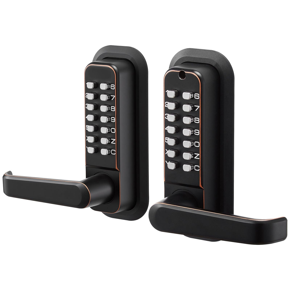 Mechanical Keyless Entry Door Lock, 2.0 Code Upgrade, 4-7 Digits Code, Double-Sided Push Button Combination Keypad Door Lock with Handle, Auto Locking, for Indoor or Outdoor, Oil-Rubbed Bronze