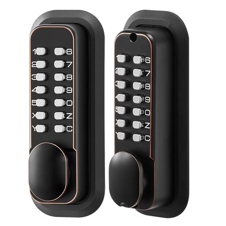 Mechanical Keyless Entry Door Lock, 2.0 Code Upgrade, 4-7 Digits Code, Double-Sided Push Button Combination Mechanical Keypad Door Knob, Auto Locking, for Indoor or Outdoor, Oil-Rubbed Bronze