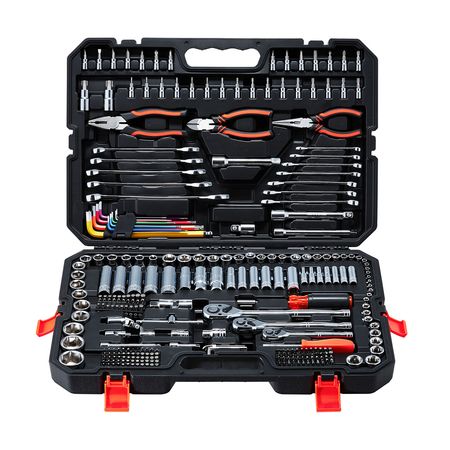 Mechanics Tool Set, 314-Piece Mechanic Tool Kit, 1/4 in, 3/8 in, and 1/2 in Drive, Metric Socket Set, Wrenches, Screwdriver Bits, Accessories, and Storage Case, for Automotive and Home Repair