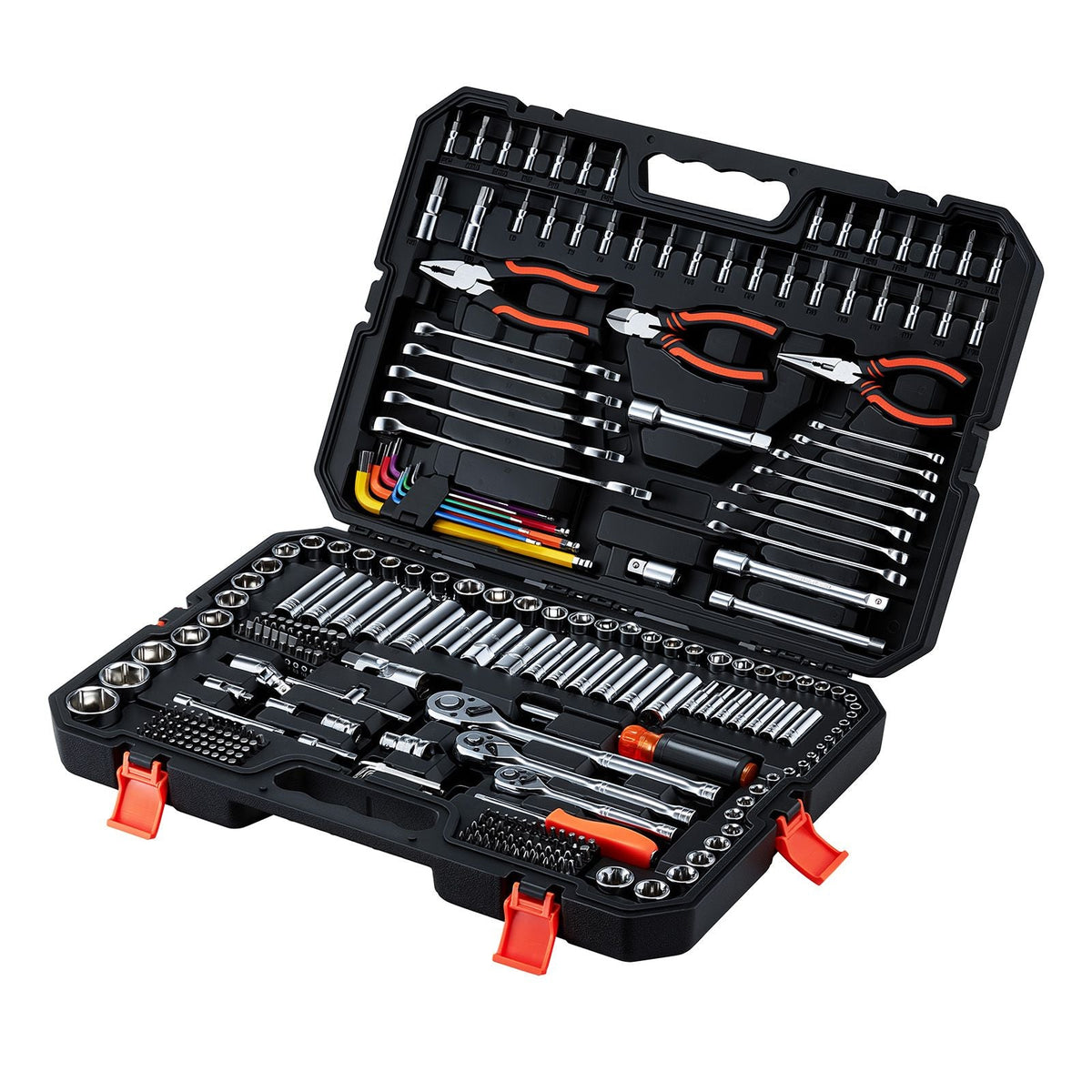 Mechanics Tool Set, 314-Piece Mechanic Tool Kit, 1/4 in, 3/8 in, and 1/2 in Drive, Metric Socket Set, Wrenches, Screwdriver Bits, Accessories, and Storage Case, for Automotive and Home Repair