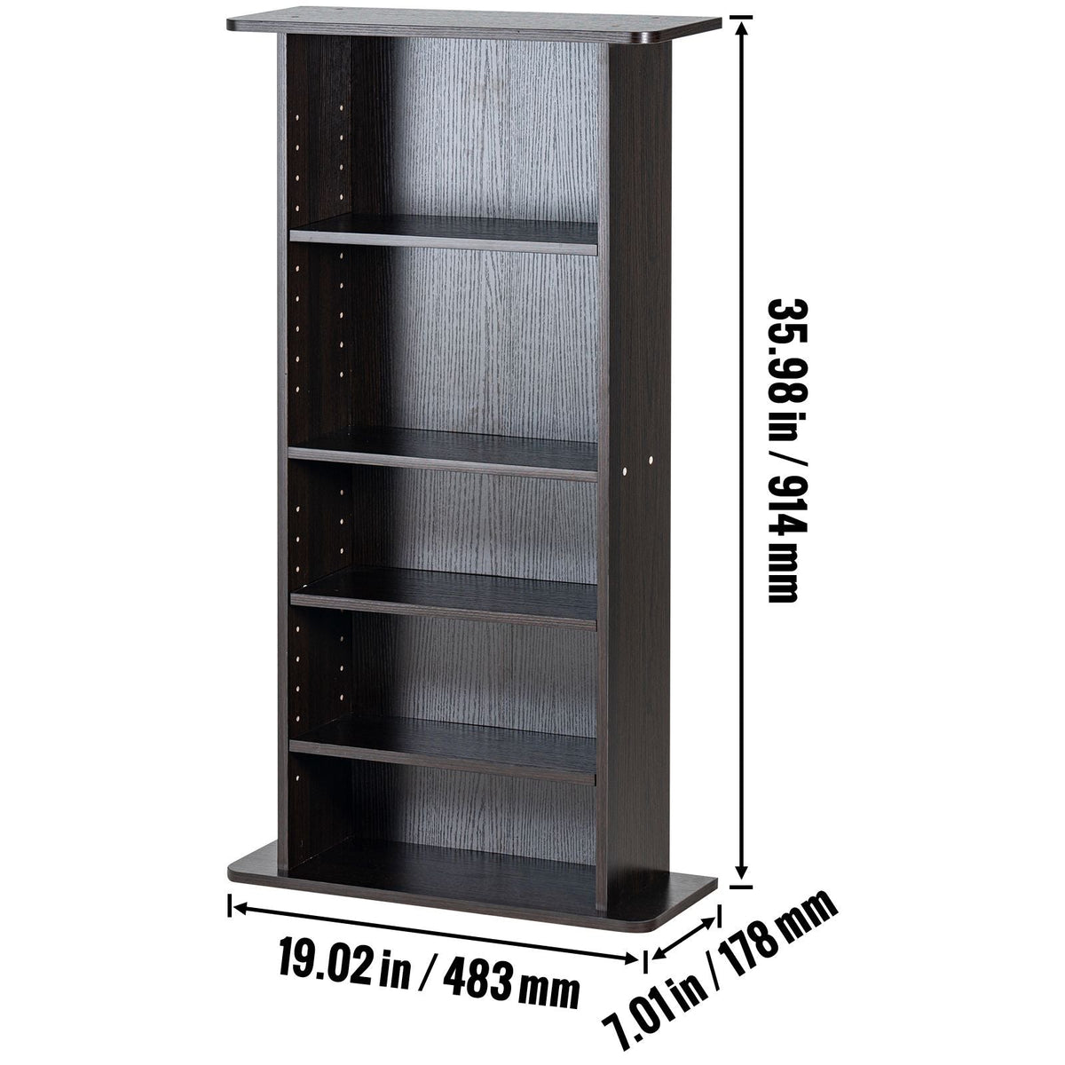 Media Storage Cabinet, 5-layer DVD Shelf Holds up to 240 CDs, Adjustable CD Shelves, Protects & Organizes Music, Movie, Video Games or Memorabilia Collections, Espresso