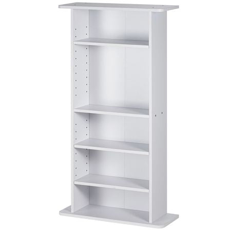 Media Storage Cabinet, 5-layer DVD Shelf Holds up to 240 CDs, Adjustable CD Shelves, Protects & Organizes Music, Movie, Video Games or Memorabilia Collections, White