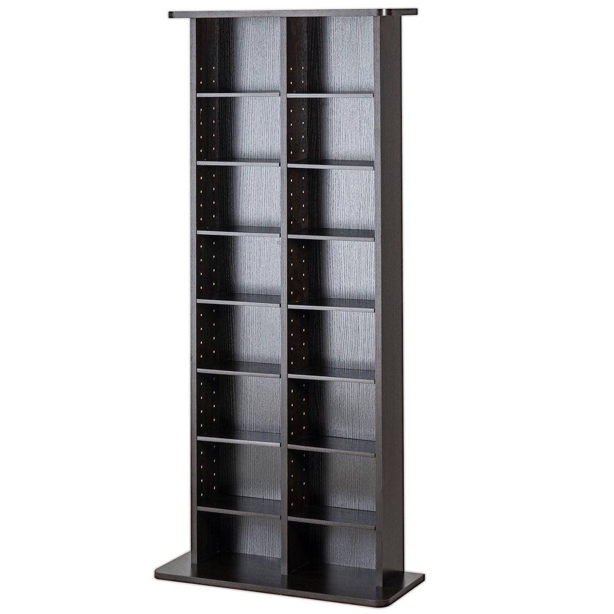 Media Storage Cabinet, 8-layer DVD Shelf Holds up to 464 CDs, Adjustable CD Shelves 16 Compartments, Protects & Organizes Music, Movie, Video Games or Memorabilia Collections, Espresso