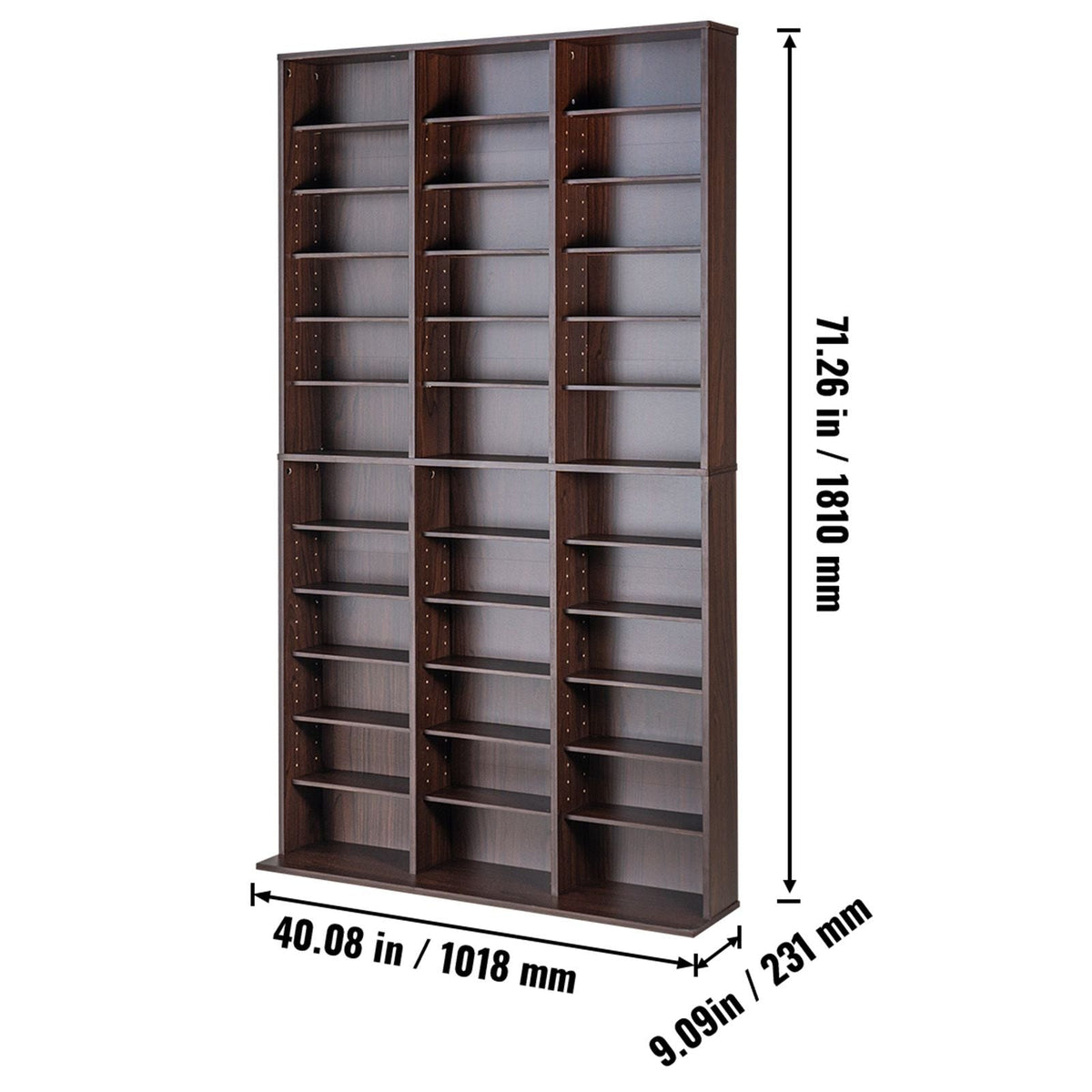 Media Storage Cabinet, Adjustable DVD Cabinet, CD Storage Holds up to 1080 CDs, Protects & Organizes Music, Movie, Video Games or Memorabilia Collections-Espresso