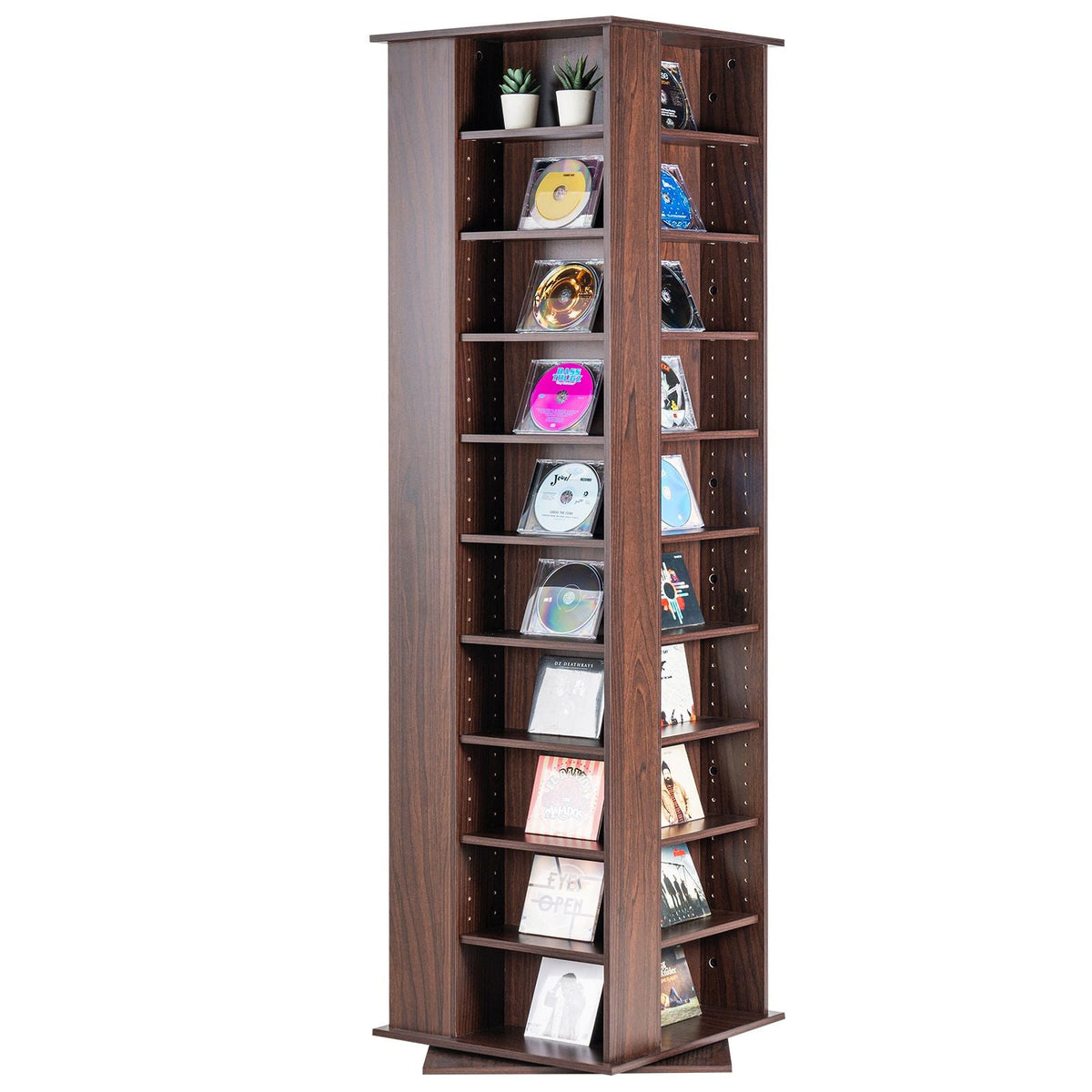 Media Storage Cabinet, Rotating Media Tower, Holds up to 1040 CDs, Protects & Organizes Music, Movie, Video Games or Memorabilia Collections- Espresso