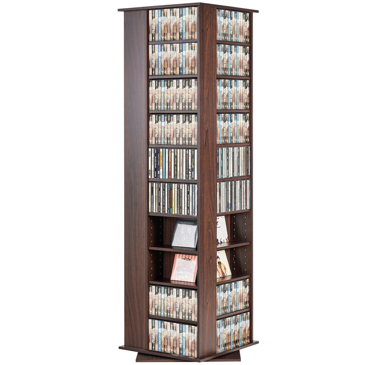 Media Storage Cabinet, Rotating Media Tower, Holds up to 1040 CDs, Protects & Organizes Music, Movie, Video Games or Memorabilia Collections- Espresso