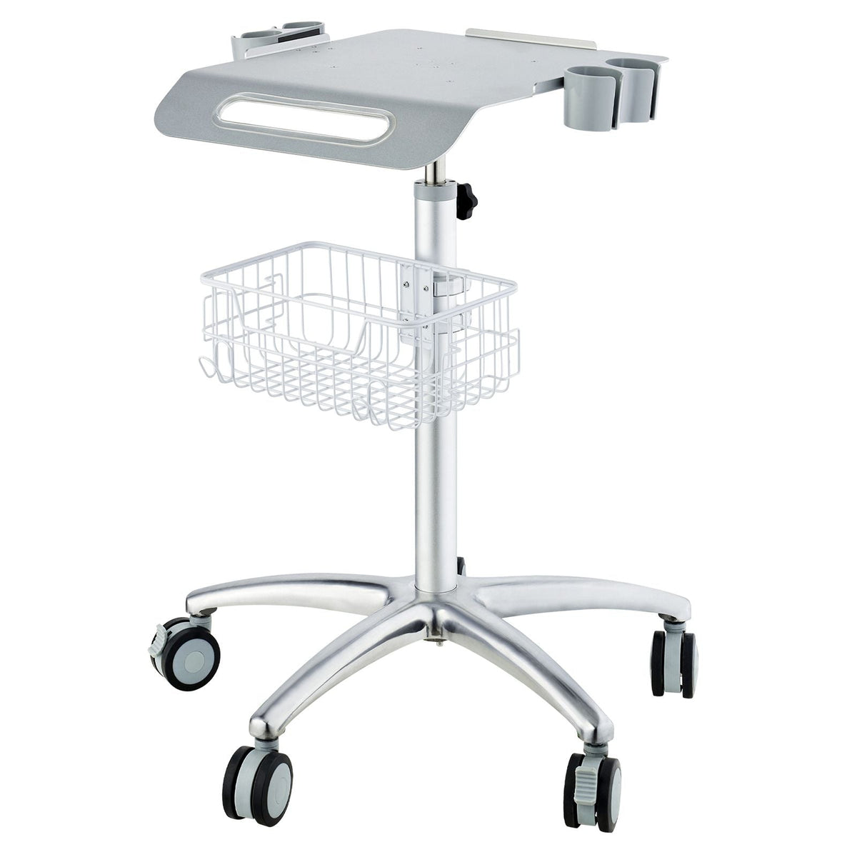 Medical Cart, Salon Cart with Wheels, Mobile Trolley Cart 26.77"-42.91" Height Adjustable, Metal Salon Stations for Hair Stylist, Rolling Desktop Lab Cart for Clinic, Beauty and Salon