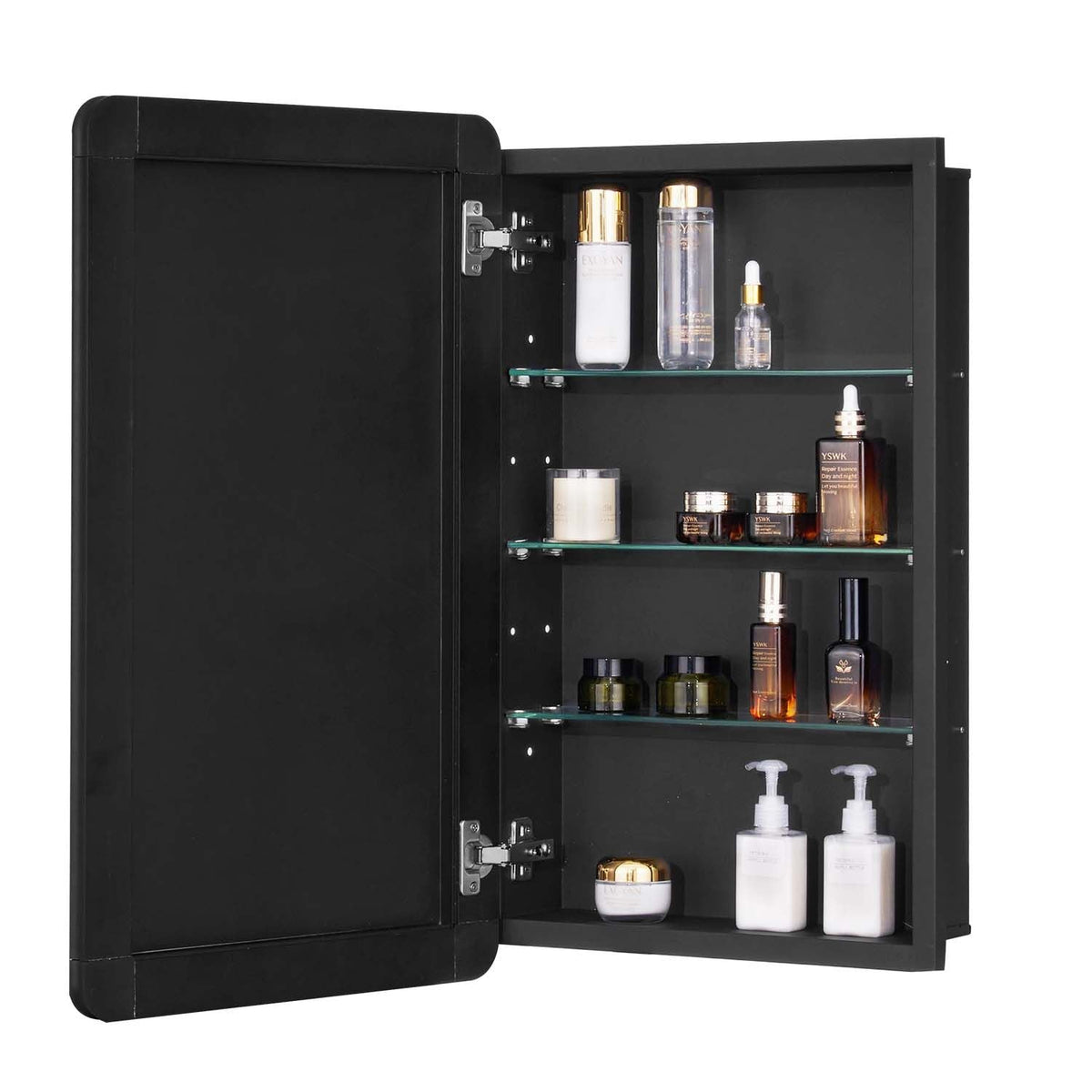 Medicine Cabinet, 16.5 x 27.5 inch, Medicine Cabinet for Bathroom with Mirror, Aluminum Frame Bathroom Wall Cabinet, 3-layer Adjustable Shelves, Recessed & Wall-mounted Installation