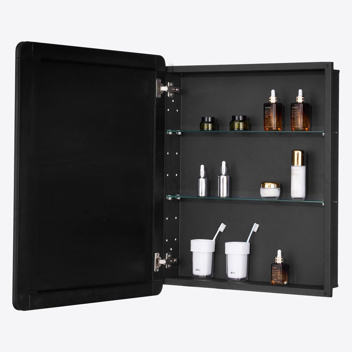 Medicine Cabinet, 24 x 30 inch, Medicine Cabinet for Bathroom with Mirror, Aluminum Frame Bathroom Wall Cabinet, 2-layer Adjustable Shelves, Recessed & Wall-mounted Installation