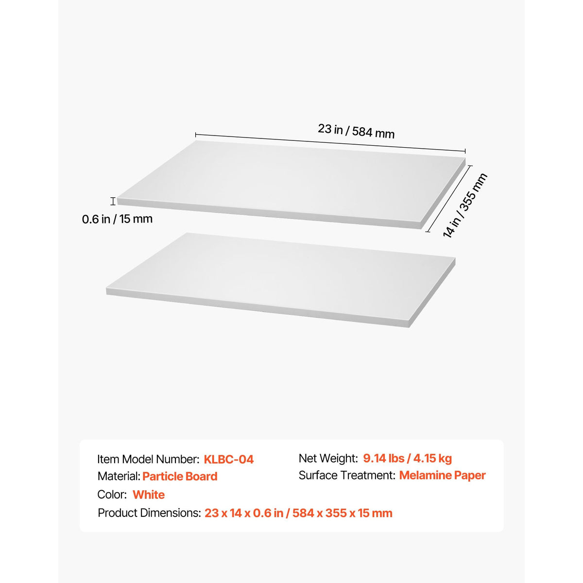 Melamine Shelves, 2 Piece, Wooden Cabinet Shelves Cut to Size for Closet System, Replacement Cabinet Shelf, Versatile Use Wardrobe Board for Closets, Cabinets, or any custom Shelving Needs