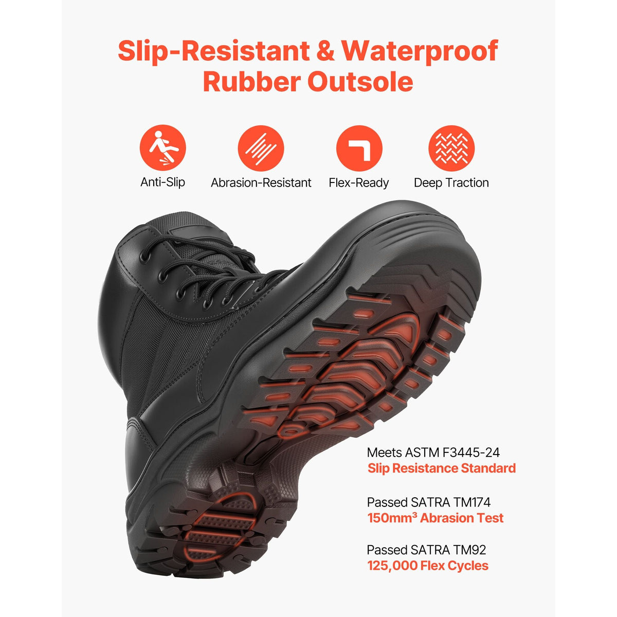 Men's Military Tactical Boots, 6 inch Combat Hiking Work Boots, Lightweight & Breathable & Sturdy Mens Motorcycle Interceptor Trooper Boot, for Outdoor Security Mountaineering, US Size 9