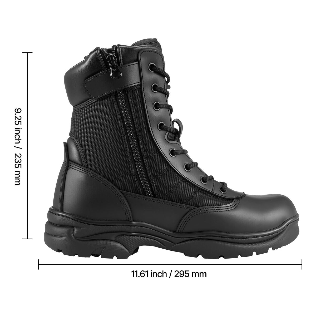 Men's Military Tactical Boots, 8 inch Combat Hiking Work Boots, Lightweight & Breathable Side Zipper Mens Motorcycle Interceptor Trooper Boot, for Outdoor Security Mountaineering, US Size 12
