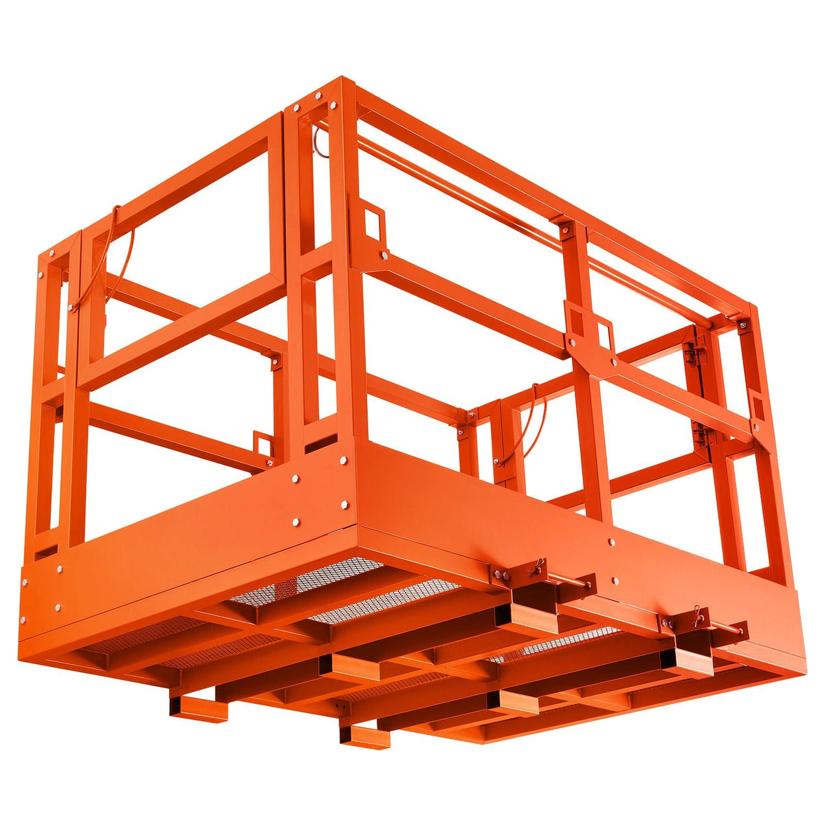 Mesh Telehandler Work Platform, 48 x 73.9 Inch, Man Safety Basket, 2000 lbs Capacity, Forklift Telehandler Attachment, Safety Cage, Heavy Duty Carbon Steel, for Most Aerial Jobs Lifting Loader