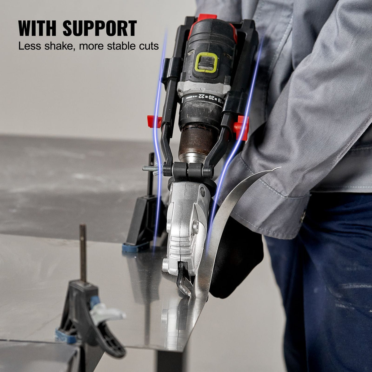 Metal Cutter Drill Attachment, with Metal Shears Attachment, 360 Degree Pivoting Head, Cut Max. 21 GA Stainless Steel 14 GA Aluminum Metal Sheets and 18 GA Galvanized Steel