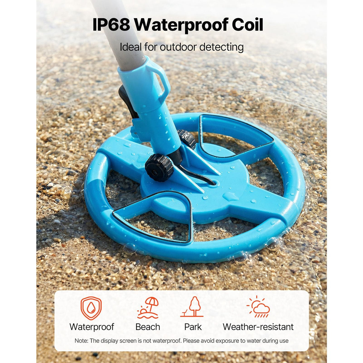 Metal Detector, 4", Lightweight Metal Detector with LCD Display, 6" IP68 Waterproof Search Coil, Adjustable 25.6"-36.6" High Accuracy Gold Detector, Easy to Use, for Detecting Gold Exploration