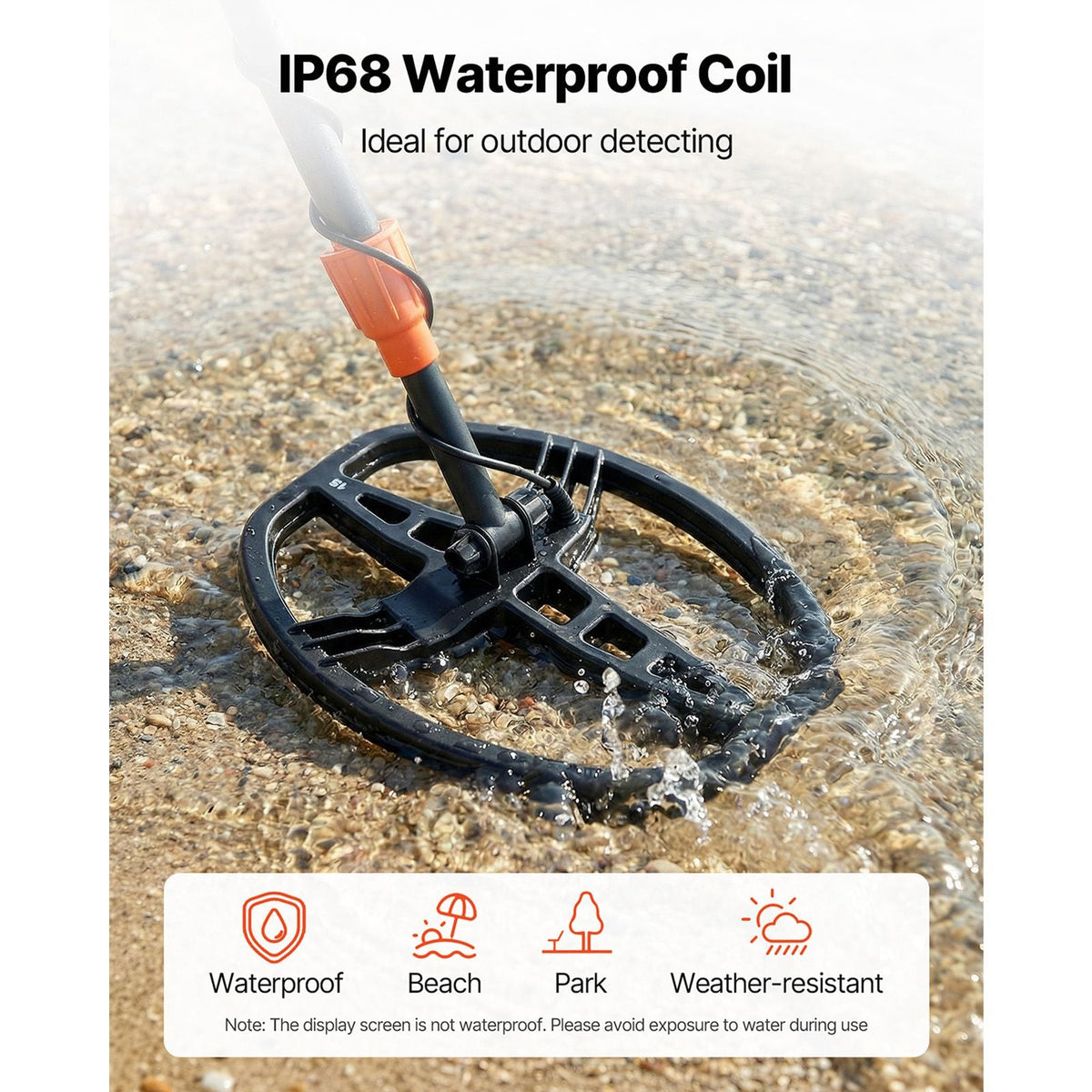 Metal Detector for Adults, 10", Professional High Accuracy Gold Detector, IP68 Waterproof Search Coil with Display, Headphones, 5 Modes, Adjustable Length, for Detecting Gold Treasure Hunting
