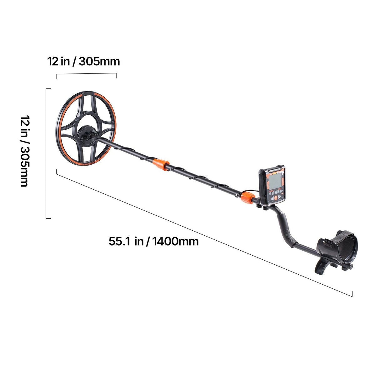 Metal Detector for Adults, 12", Professional High Accuracy Gold Detector, IP68 Waterproof Search Coil with Display, Headphones, 6 Modes, Adjustable Length, for Detecting Gold Treasure Hunting