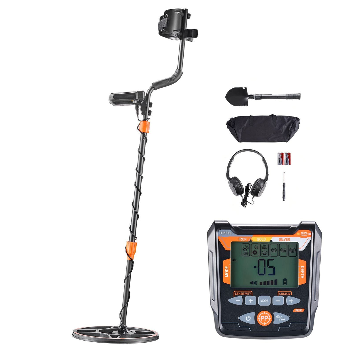 Metal Detector for Adults, 12", Professional High Accuracy Gold Detector, IP68 Waterproof Search Coil with Display, Headphones, 6 Modes, Adjustable Length, for Detecting Gold Treasure Hunting