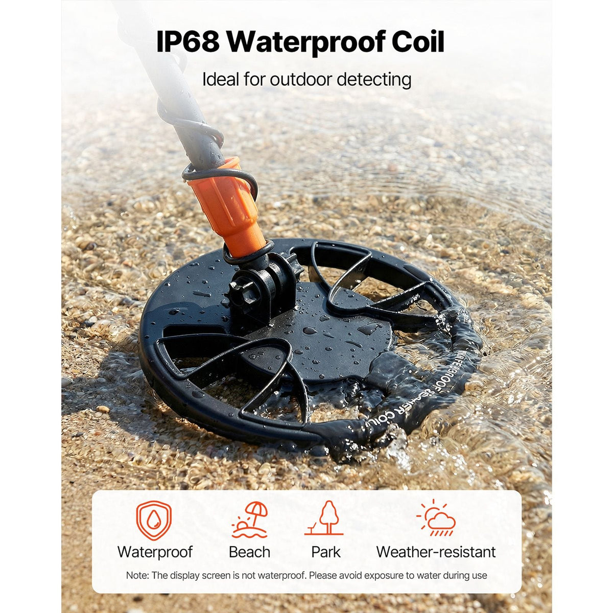 Metal Detector for Adults, 8", Professional High Accuracy Gold Detector, IP68 Waterproof Search Coil with Display, Headphones, 3 Modes, Adjustable Length, for Detecting Gold Treasure Hunting