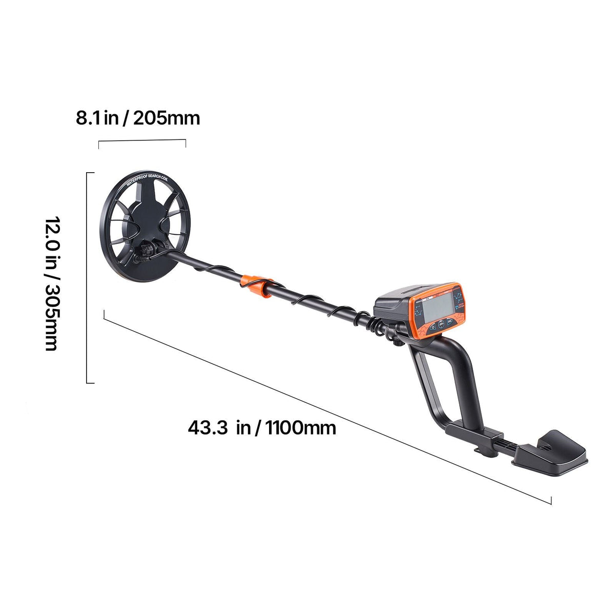 Metal Detector for Adults, 8", Professional High Accuracy Gold Detector, IP68 Waterproof Search Coil with Display, Headphones, 3 Modes, Adjustable Length, for Detecting Gold Treasure Hunting