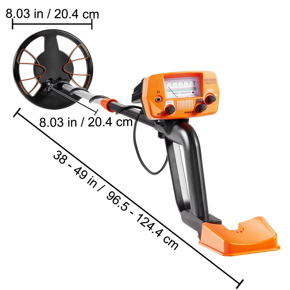 Metal Detector for Adults & Kids, 8 Inch Waterproof Search Coil with High Accuracy Pointer Display, Adjustable 38''-49'' Gold Detector, Lightweight Aluminum Stem for Detecting Gold Treasure