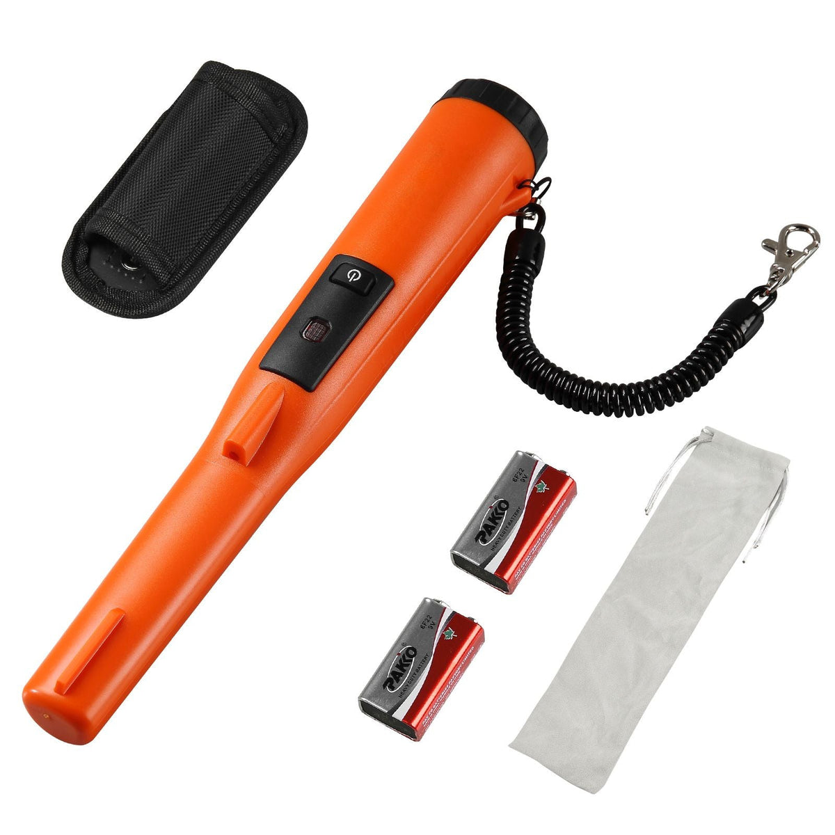 Metal Detector Pinpointer, IP68 Fully Waterproof Handheld Pin Pointer Wand, 4.5" Detection Depth, 3 Modes, Professional Treasure Hunting Probe with Holster and 9V Battery, for Adults and Kids