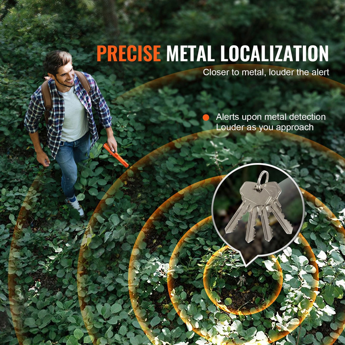 Metal Detector Pinpointer, IP68 Fully Waterproof Handheld Pin Pointer Wand, 4.5" Detection Depth, 3 Modes, Professional Treasure Hunting Probe with Holster and 9V Battery, for Adults and Kids