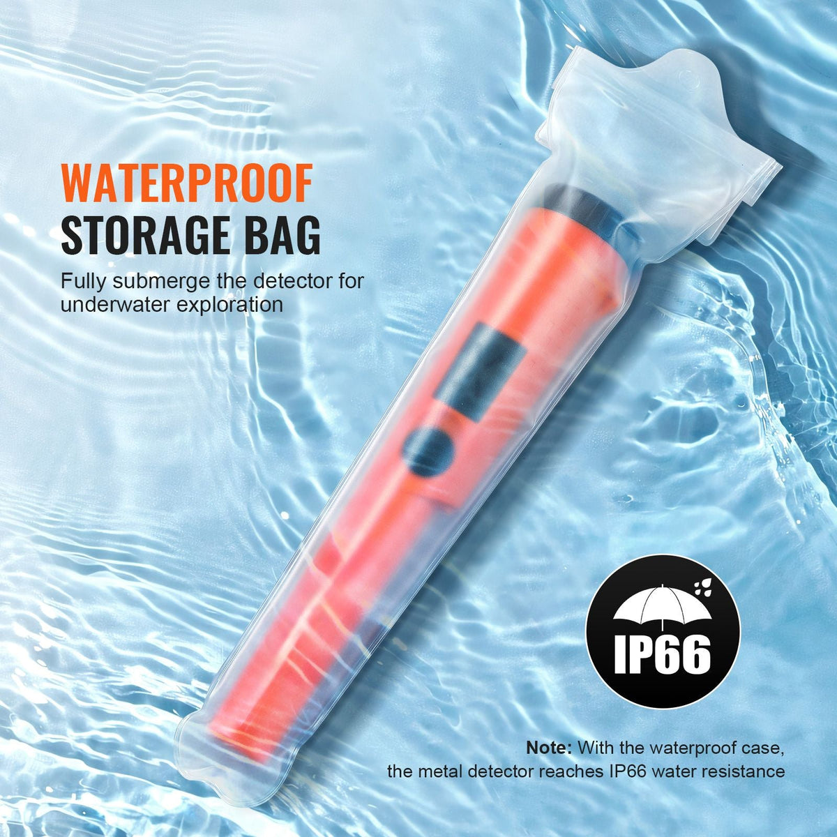 Metal Detector Pinpointer, Partial Waterproof Handheld Pin Pointer Wand, 1.96" Detection Depth, 3 Modes, Treasure Hunting Probe with Holster, Waterproof Bag and 9V Battery, for Adults and Kids