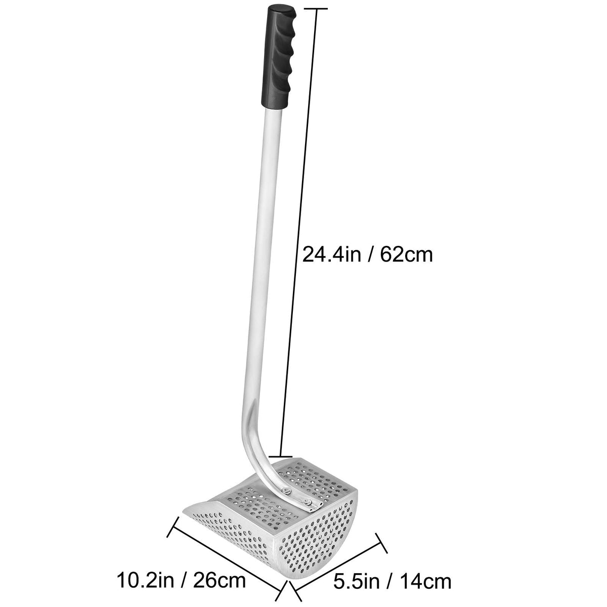 Metal Detector Sand Scoop, Stainless Steel Metal Detecting Beach Scoop Scoops, 10 MM Hole Beach Metal Detector Scoop Shovel, with Stainless Steel Handle Pole, for Metal Detecting Treasure Huntin