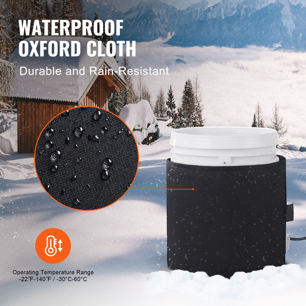 Metal Drum Heater, 250 Watt, Pail Heating Band for 5 Gallon Barrel, 0-145Fahrenheit Adjustable with Independent Thermostat, Waterproof Oxford Fabric High Efficiency Grease Keg Heater, FCC Listed