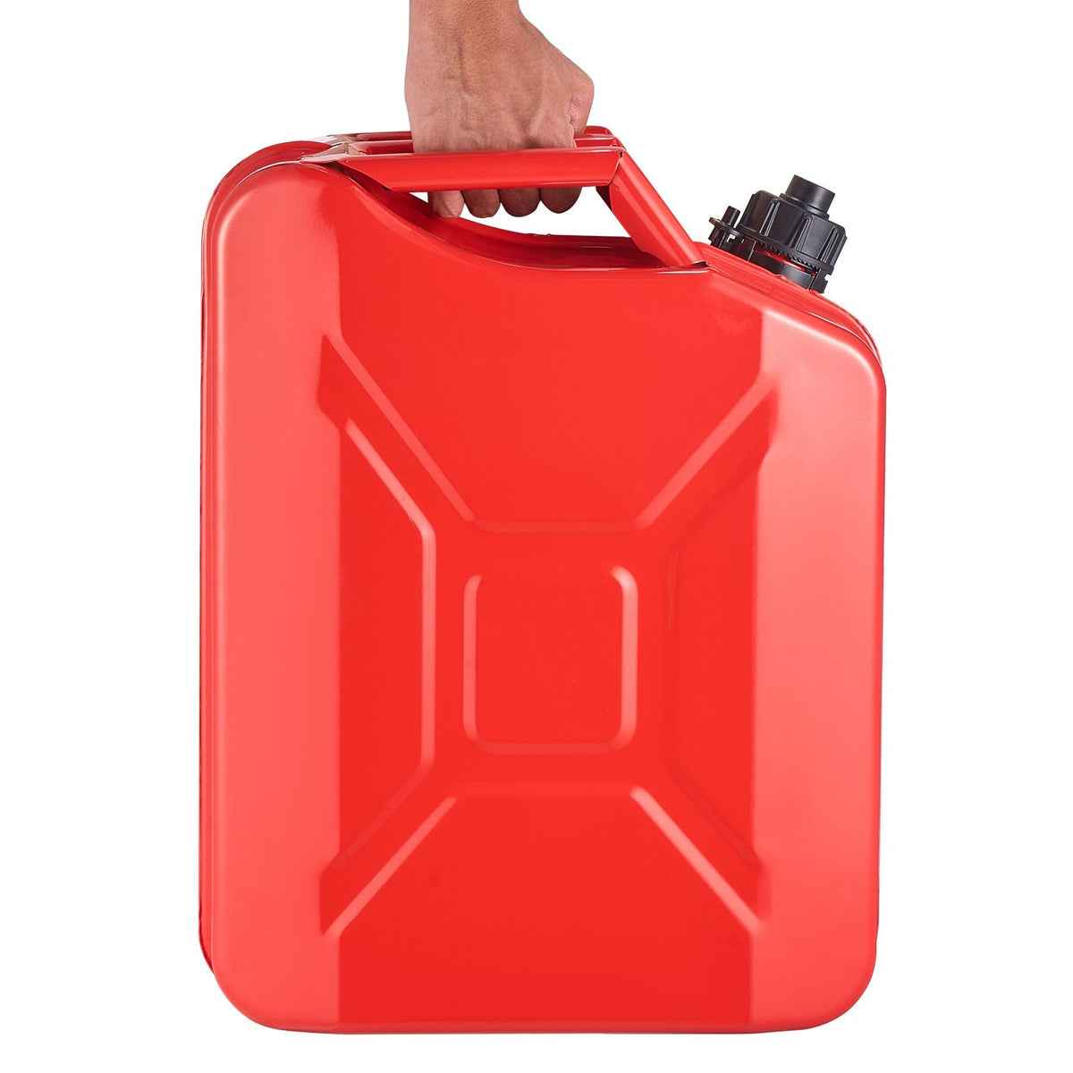 Metal Fuel Container, 5.3 Gallon, Fuel Jerry Can with Spout and Comfort Handle, 6 L/min Max Flow Rate, Leakproof & Corrosion-resistant Metal Gas Tank Most Cars Motorcycle ATV UTV, Red, 2 Packs
