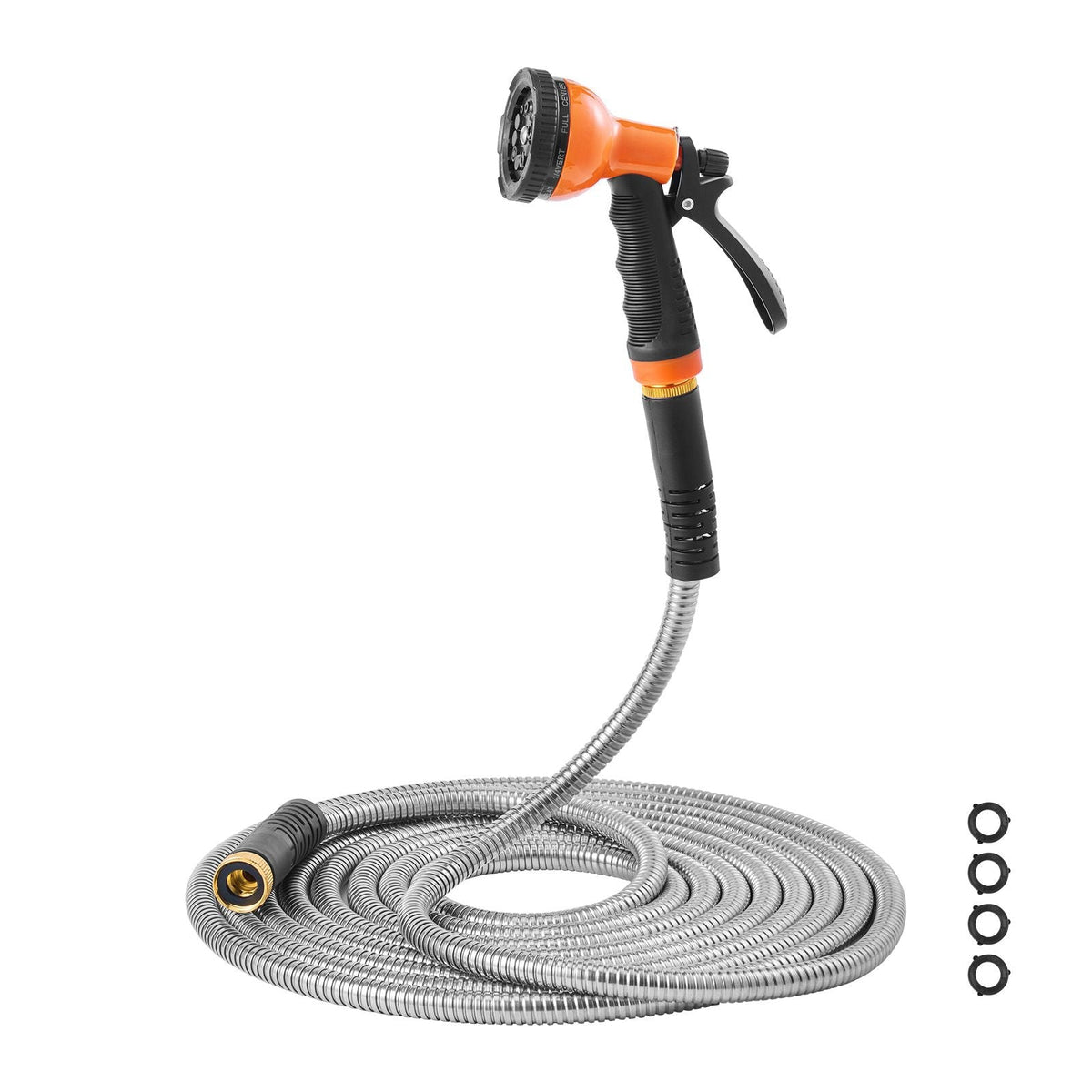 Metal Garden Hose 100 ft, Rust Proof Stainless Steel Water Hose, Heavy Duty Backyard Hose with 10 Function Nozzle, No-Kink & Flexible Water Pipe, Lightweight Metal Hose for Yard, Outdoor