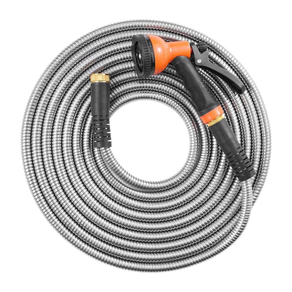 Metal Garden Hose 100 ft, Rust Proof Stainless Steel Water Hose, Heavy Duty Backyard Hose with 10 Function Nozzle, No-Kink & Flexible Water Pipe, Lightweight Metal Hose for Yard, Outdoor
