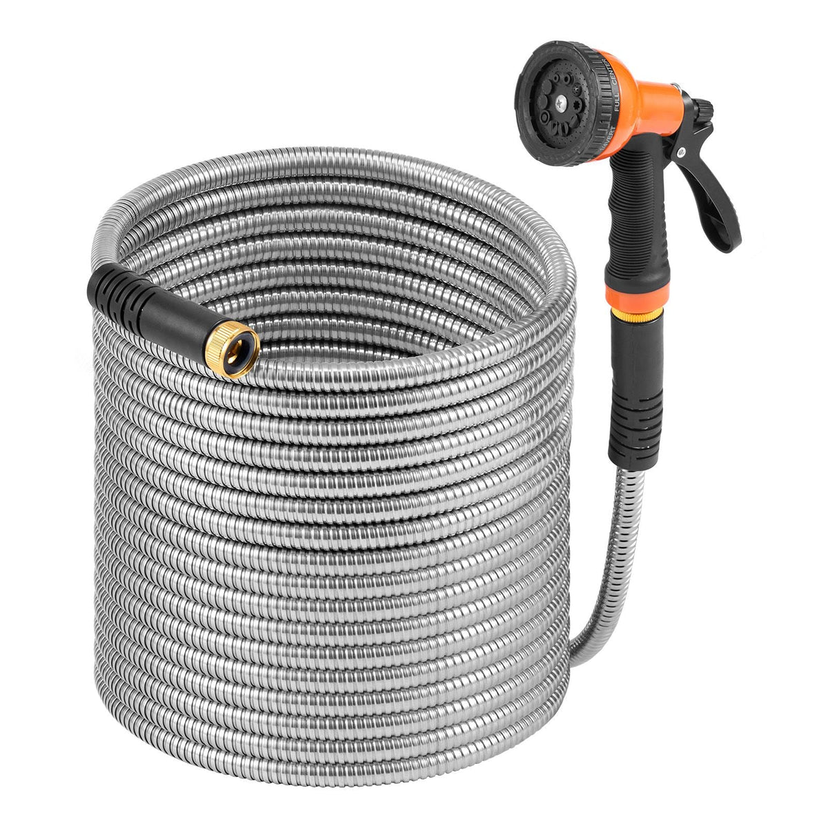 Metal Garden Hose 200 ft, Rust Proof Stainless Steel Water Hose, Heavy Duty Backyard Hose with 10 Function Nozzle, No-Kink & Flexible Water Pipe, Lightweight Metal Hose for Yard, Outdoor