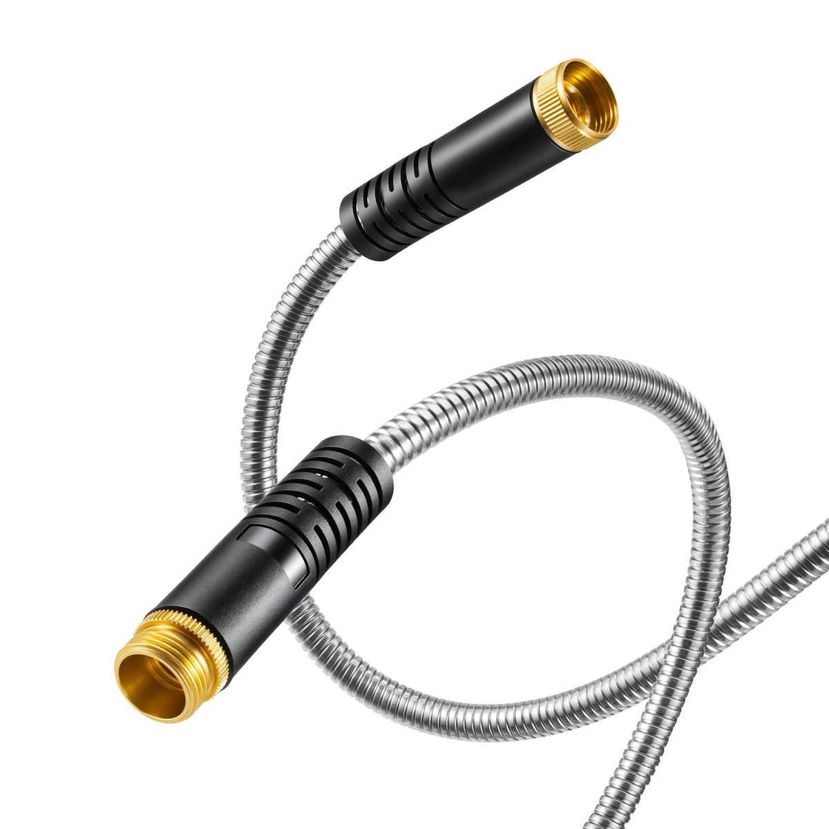 Metal Garden Hose 25 ft, Rust Proof Stainless Steel Water Hose, Heavy Duty Backyard Hose with 10 Function Nozzle, No-Kink & Flexible Water Pipe, Lightweight Metal Hose for Yard, Outdoor