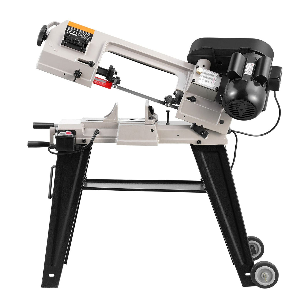 Metal Horizontal Band Saw, 4 in x 6 in Rectangular Cutting Capacity, 110V Metal Vertical Cutting Bandsaw with 550W Motor, 0-45° Angle Adjustment, Variable Speed, for Metal, Wood, and Plastic