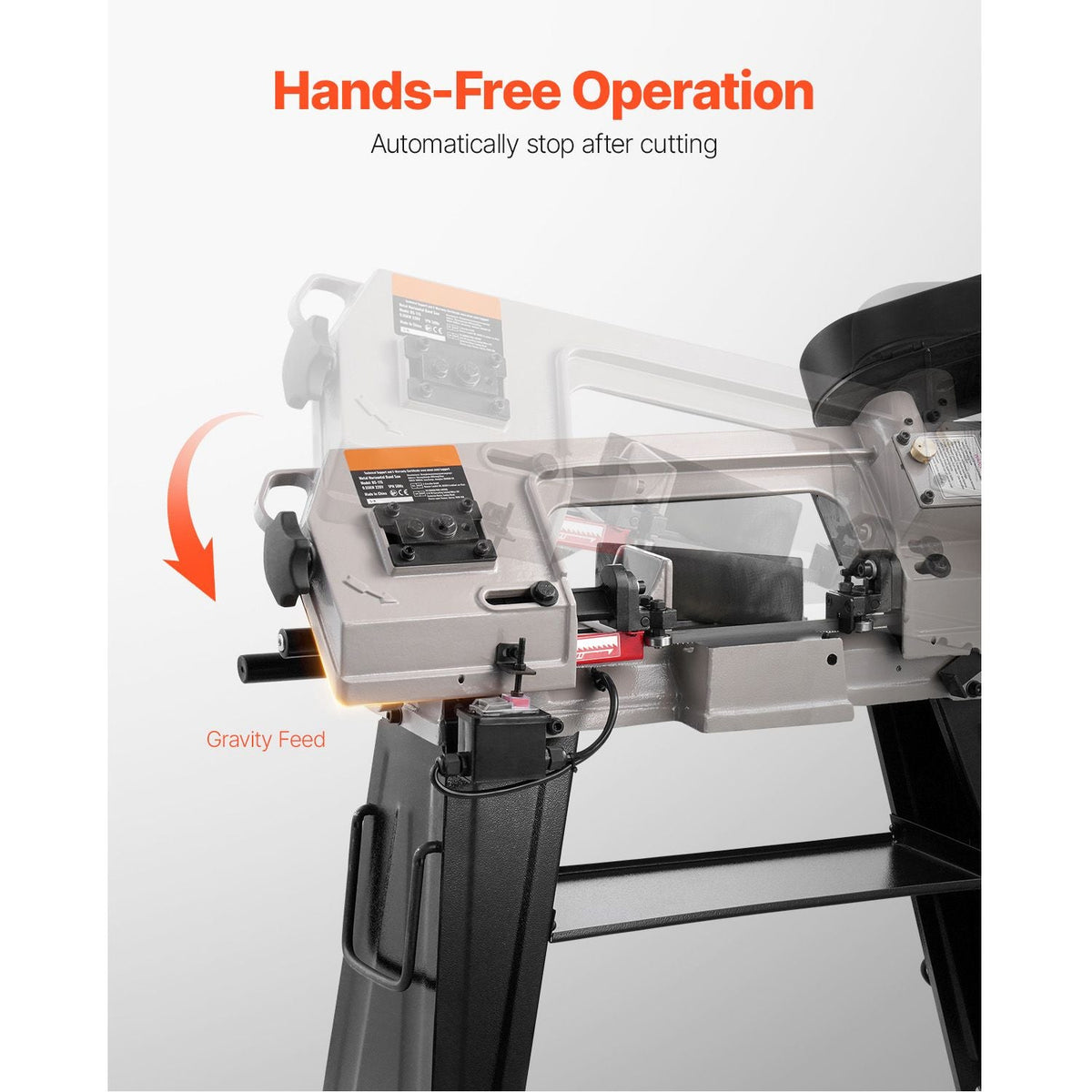 Metal Horizontal Band Saw, 4 in x 6 in Rectangular Cutting Capacity, 110V Metal Vertical Cutting Bandsaw with 550W Motor, 0-45° Angle Adjustment, Variable Speed, for Metal, Wood, and Plastic
