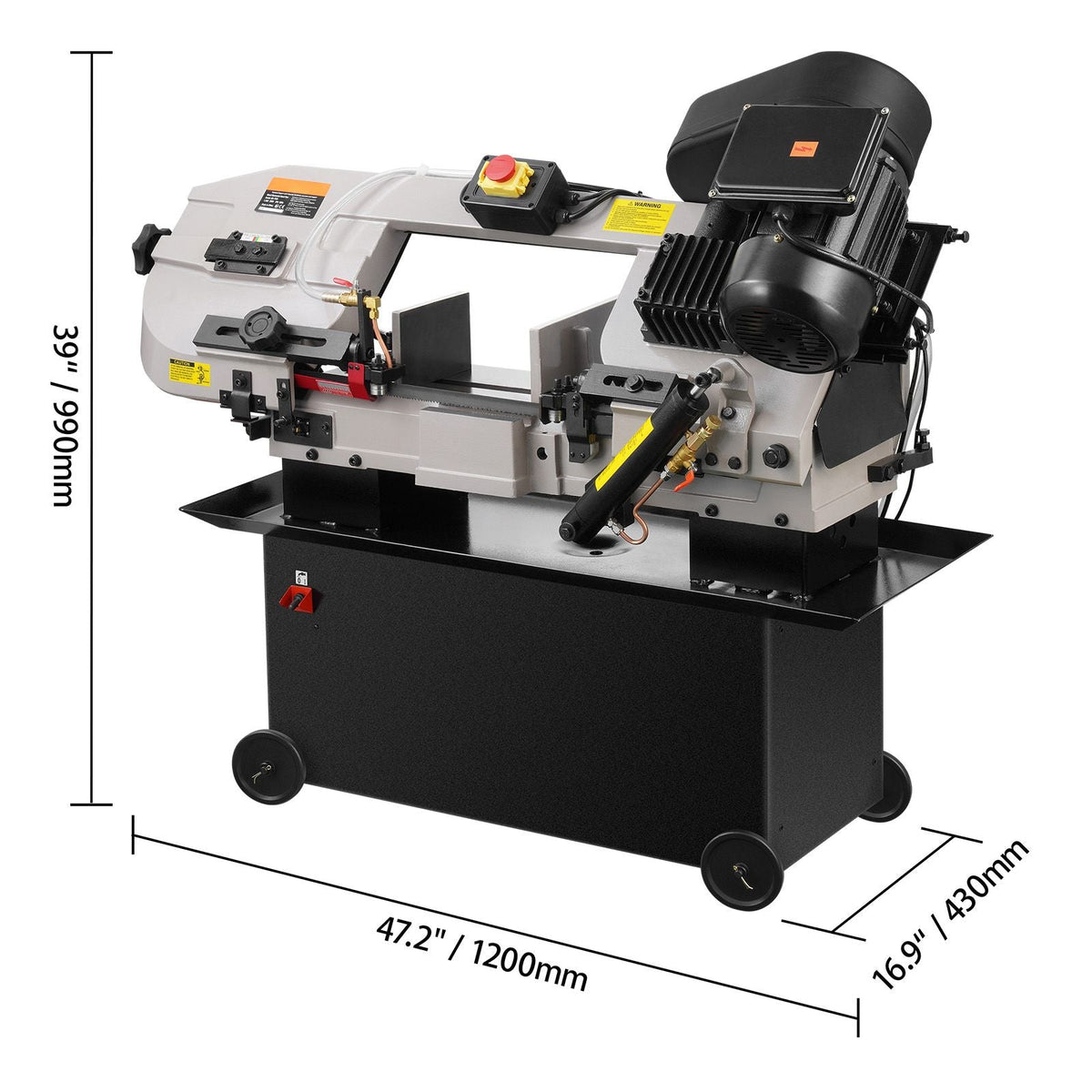 Metal Horizontal Band Saw, 7 x 12 in Rectangular Cutting Capacity, 110/220V Metal Vertical Cutting Bandsaw with 1.1 kW Motor, 0-45° Angle Adjustment, Variable Speed, for Metal, Wood, and Plastic