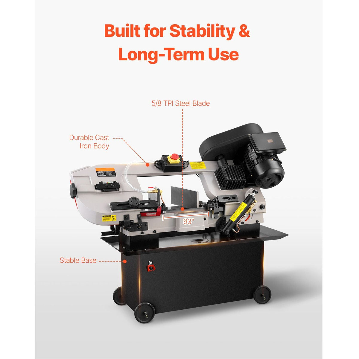 Metal Horizontal Band Saw, 7 x 12 in Rectangular Cutting Capacity, 110/220V Metal Vertical Cutting Bandsaw with 1.1 kW Motor, 0-45° Angle Adjustment, Variable Speed, for Metal, Wood, and Plastic