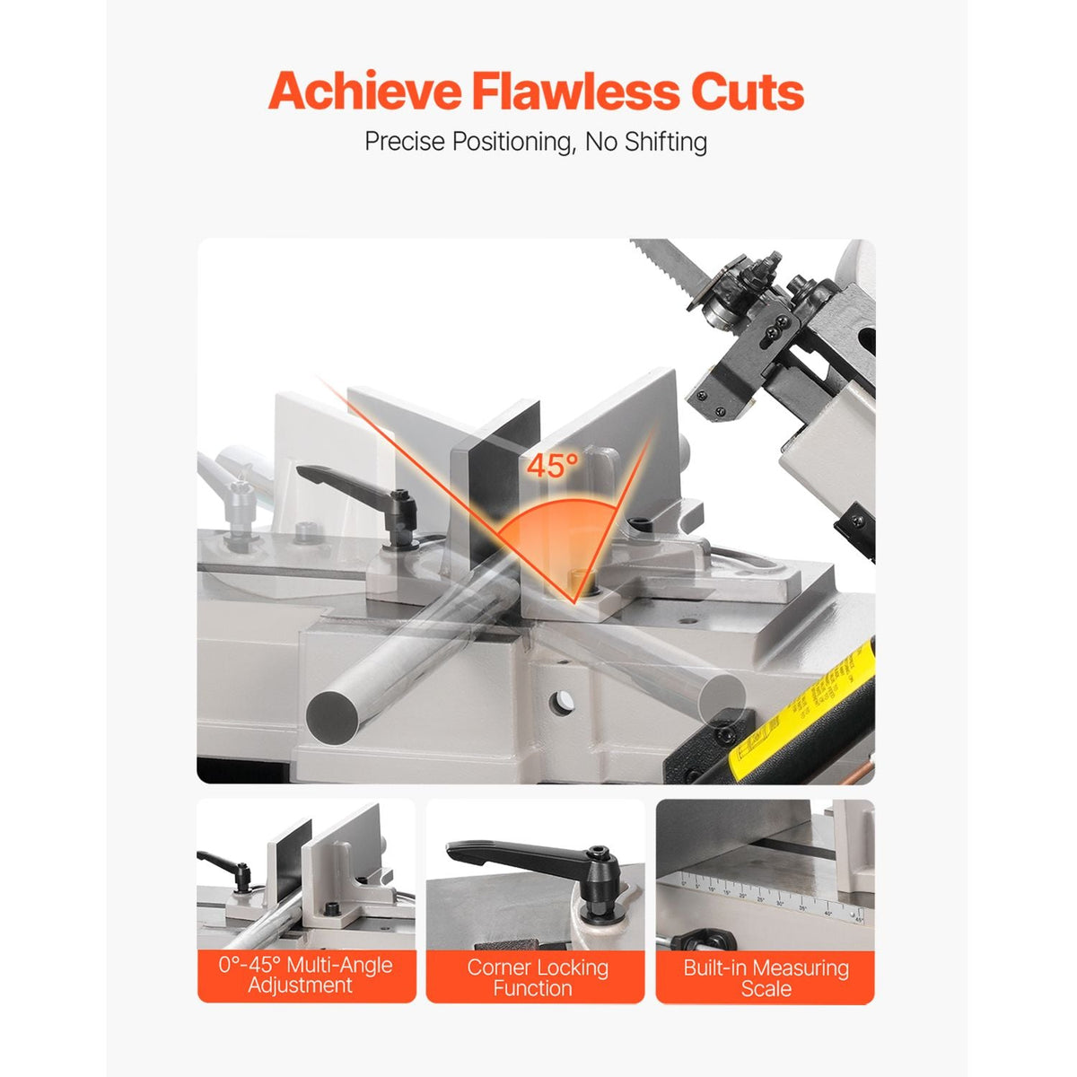 Metal Horizontal Band Saw, 7 x 12 in Rectangular Cutting Capacity, 110/220V Metal Vertical Cutting Bandsaw with 1.1 kW Motor, 0-45° Angle Adjustment, Variable Speed, for Metal, Wood, and Plastic