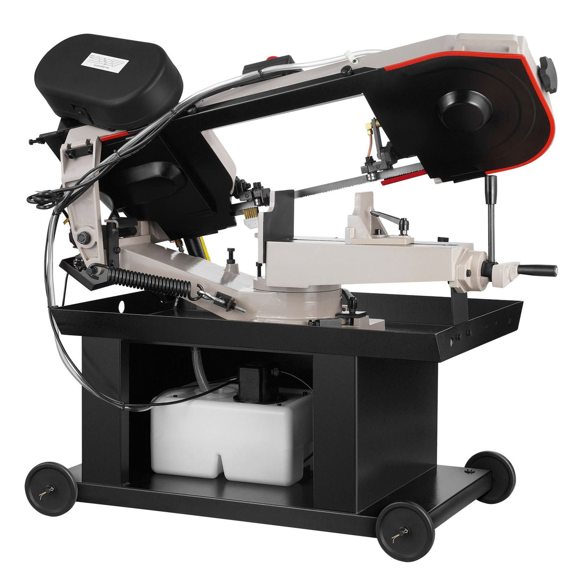 Metal Horizontal Band Saw, 7 x 8.25 in Rectangular Cutting Capacity, 110/220V Vertical Cutting Bandsaw with 1.1 kW Motor, 0-45° Angle Adjustment, Variable Speed, for Metal, Wood, and Plastic