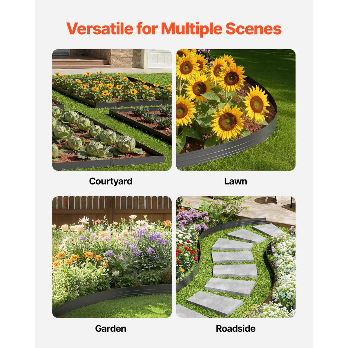 Metal Landscape Edging, 10 Packs 60 in Rust-Resistant Aluminum Alloy Landscape Edging, Bendable Garden Edging Border, Heavy Duty Lawn Edging Fence for Flower Bed Yard Pathway