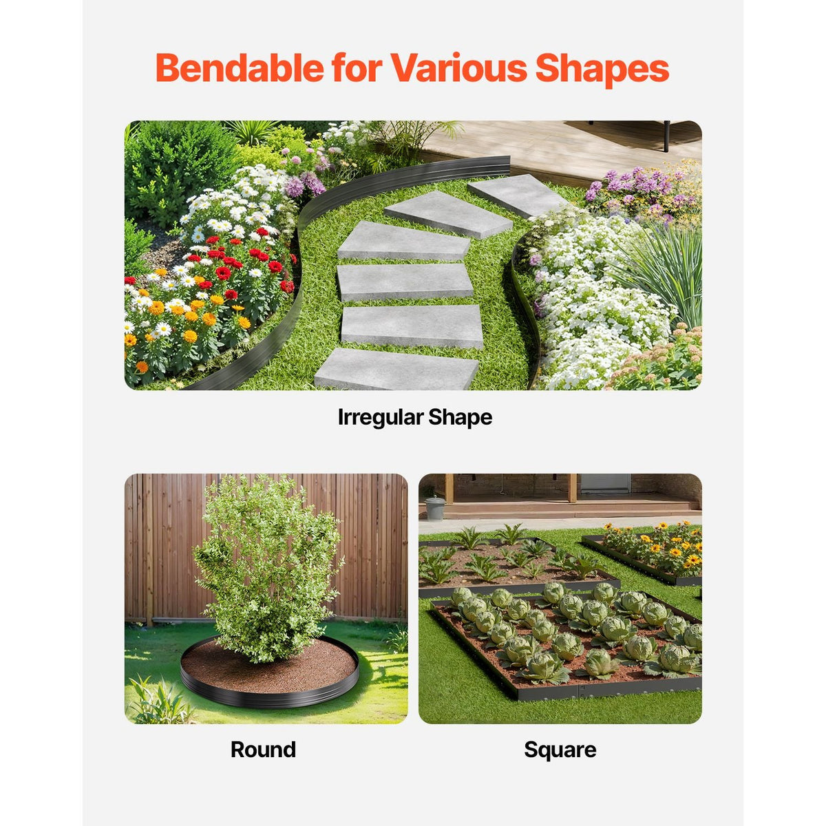 Metal Landscape Edging, 10 Packs 60 in Rust-Resistant Aluminum Alloy Landscape Edging, Bendable Garden Edging Border, Heavy Duty Lawn Edging Fence for Flower Bed Yard Pathway