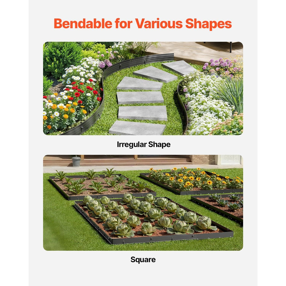 Metal Landscape Edging, 8 Packs 72 in Rust-Resistant Aluminum Alloy Landscape Edging, Bendable Garden Edging Border, Heavy Duty Lawn Edging Fence for Flower Bed Yard Pathway