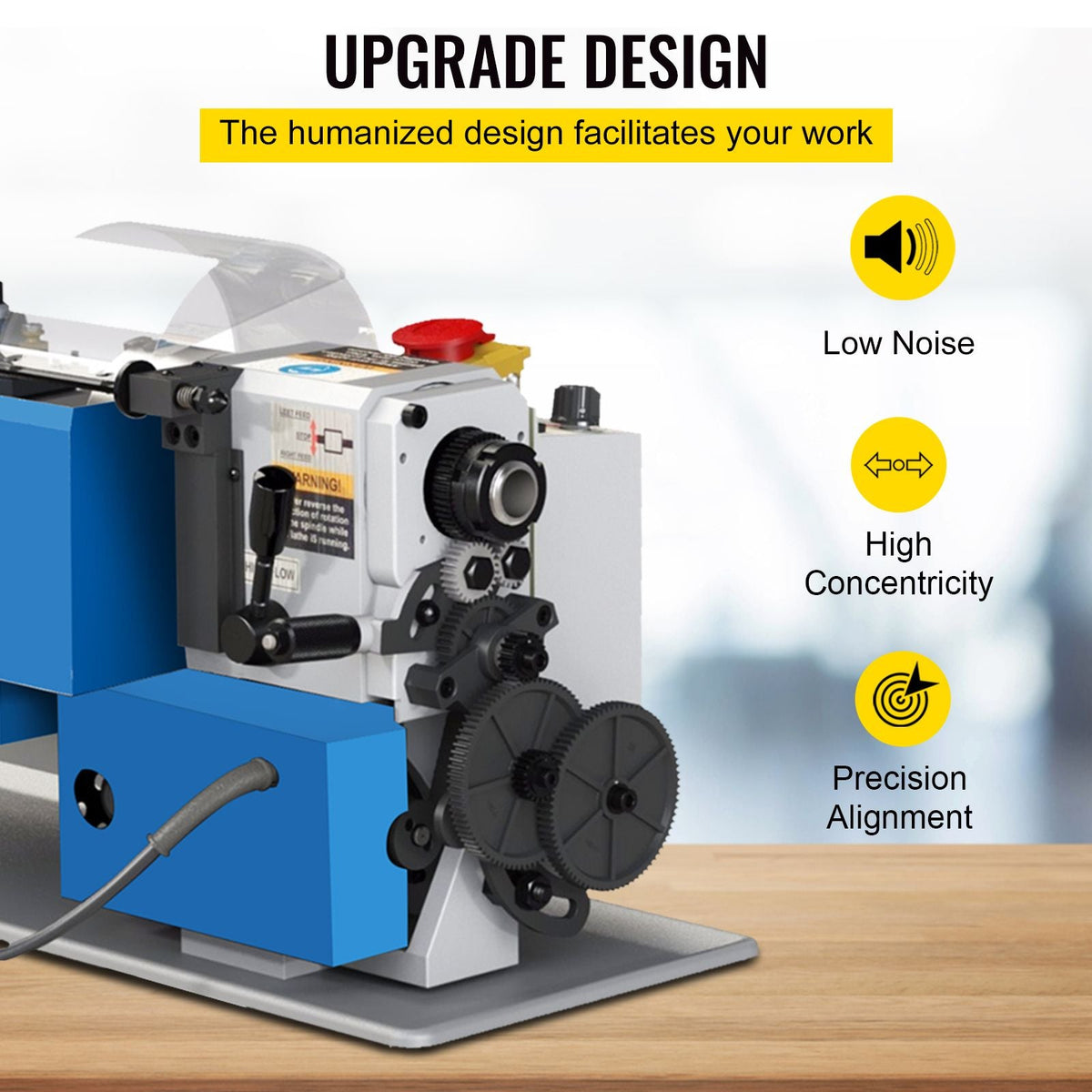 Metal Lathe 7"x12",Precision Bench Top Mini Metal Lathe 550W, Metal Lathe Variable Speed 50-2500 RPM Nylon Gear With A Movable Lamp for Precision Parts Processing